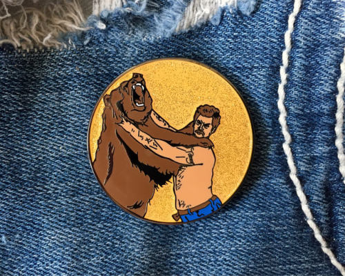 man’s man, ron swanson inspired hard enamel pin(there are less than 20 of these limited edition pins