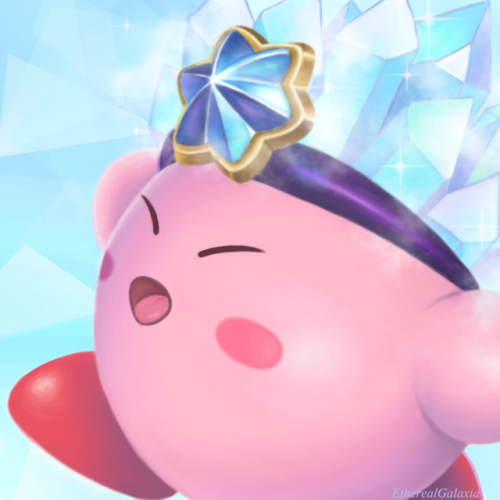 A painting of a cute Ice Kirby for Eliza! &lt;3