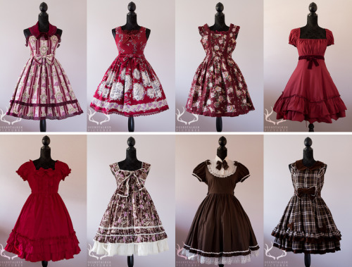 Classic lolita dresses In red and browns ^^