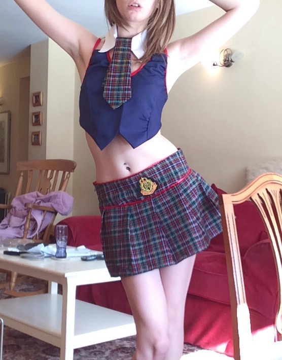 i-hate-the-beach:  who likes my new naughty school girl outfit? ;) 