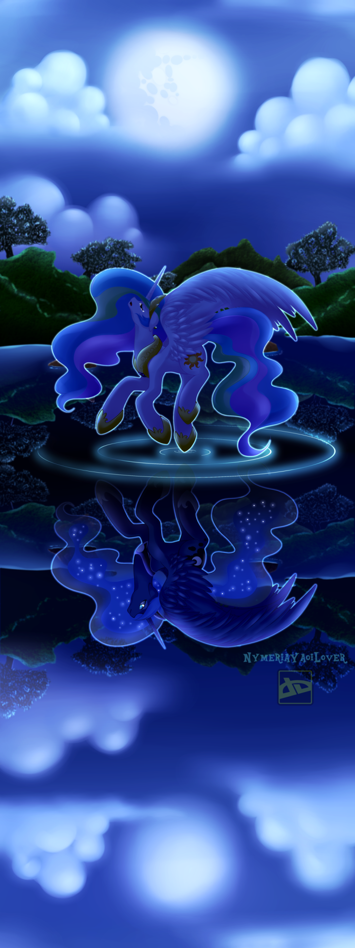 theponyartcollection:  Lullaby for a Princess - Singing to the Moon by ~NymeriaYaoiLover