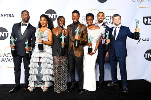 rootbeergoddess:danaigurirasource: Congratulations to the cast of Black Panther for winning the Ac