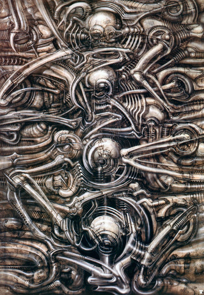 70sscifiart:    HR Giger’s biomechanical landscapes