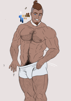 commanderbutts:  So I tried putting some hair on him. I sorta do like it but I might try a different style for his crotch. Thoughts? Also this file is almost 300mb in size. Anyone else have drawing files that large? (~。~?) 