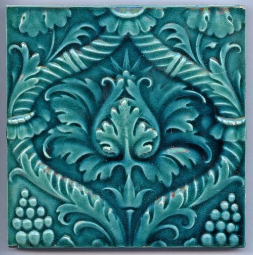 ashotasfireandasdeepastheocean: walzerjahrhundert: Art Nouveau Majolica Ceramic Tiles, ca 1890 - 191