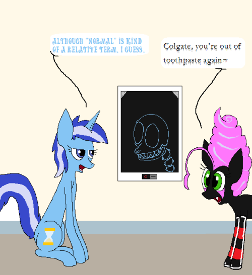 darkfiretaimatsu:  Sometimes it’s hard to find just the right product to style your mane, you know? You gotta experiment, see what works for you~ Colgate will probably stop hogging the spotlight next update, so don’t worry~  X3