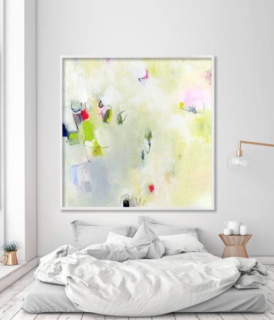 Pale green leaf mist abstract art print, Extra large Abstract painting print in warm pastel tones for living room above couch decor by DUEALBERI https://ift.tt/xSTdkuX #IFTTT #Etsy Shop for DUEALBERI