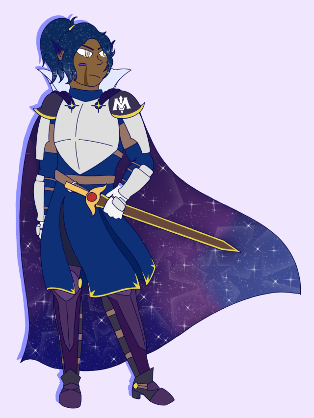 first drawing of 2022 and it’s a Meta Knight gijinka cause Yeah #Meta Knight#Kirby (series)#kirby gijinka #star knight star knight  #he deserves to be cosmic and have stars in his hair and cape and eyes #eryths arts
