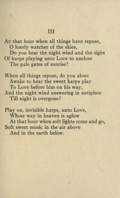 At that hour when all things have repose Chamber Music by James Joyce, 1918 Pre1923