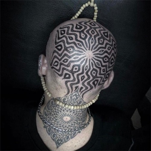 tttism:Insane one: neck by @jondix and head by @tomastomas108 @sevendoorstattoo ! #ttt #tattooing #t