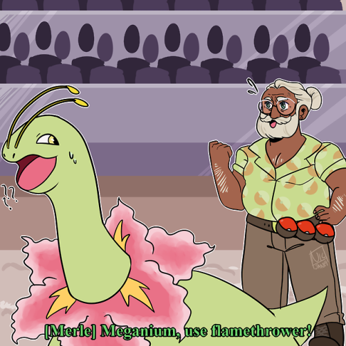 gay-spaceman:[id: the first image is of merle highchurch, dressed in a hawiian shirt with pokeb