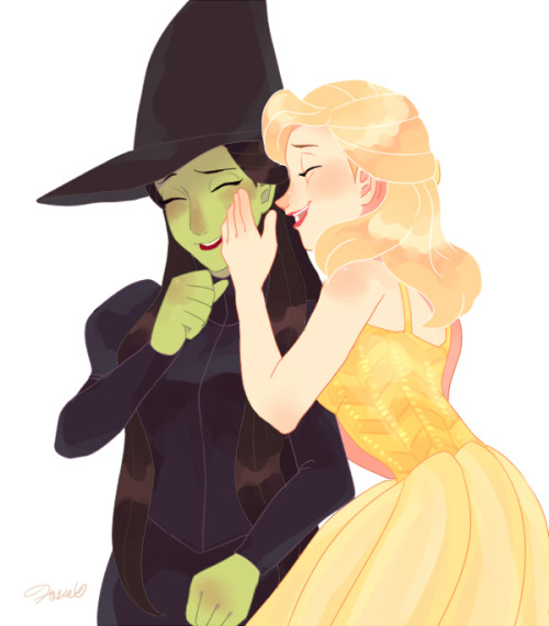 fuckyeahfemslash:Elphaba and Galinda from Wicked.By 8814640