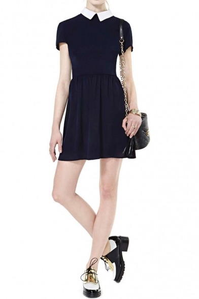 m0rphlne:  1337tattoos:  ~ DRESSES ~✻ Contrast Collar Short Sleeve Dress with