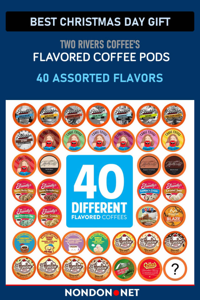 Two Rivers Coffee Flavored Coffee Pods Variety Pack Sampler, Compatible With 2.0 Keurig K Cup Brewers, 40Count - 40 Assorted Flavors. Christmas Day Gift- Flavored Coffee Pods - 40 Assorted Flavors #Coffee#CoffeePods#FlavoredCoffee#KCup#TwoRivers#ChristmasDay#ChristmasGift#ChristmasGifts