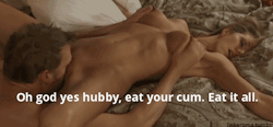 Wife’s creampie pussy eating husband gif