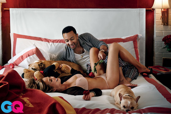celebritygossipbyrangi:John Legend and his wife, Chrissy Teigen pose together in