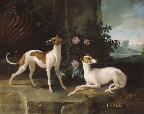 Misse and Turlu, Louis XV’s greyhounds, 1725 by Jean-Baptiste Oudry (French, 1686–1755) 
