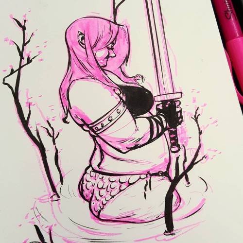 blakeinobi:  Hope everyone is having a chill morning. #sketch #art #drawing #inkdrawing #pinup #warrior 