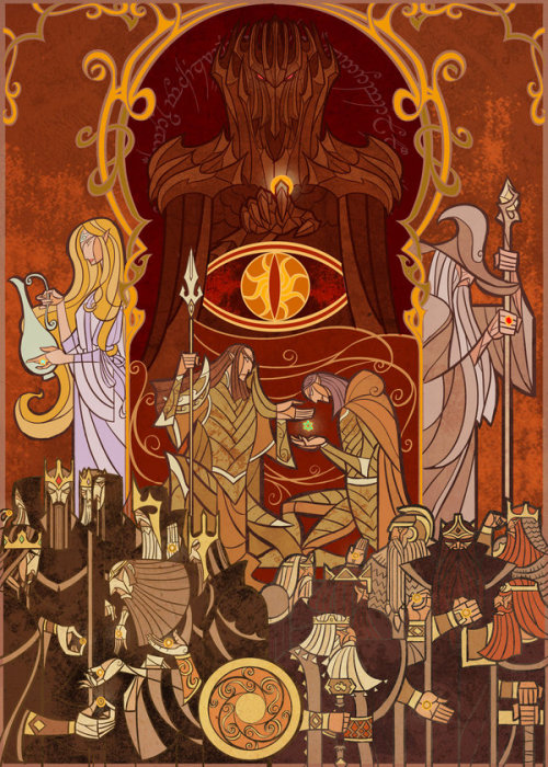 themightyglamazon: ex0skeletay: Lord of the Rings Stained Glass Illustrations by breathing2004 O