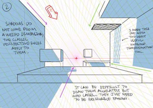 as-warm-as-choco: A few tips on SHADOWS in your backgrounds. by Thomas Romain (Space Dandy, Cann