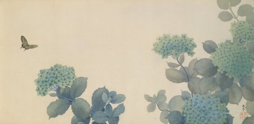 菱田 春草, Hishida Shunsō (1874 - 1911) 紫陽花 Hydrangeas, 1902