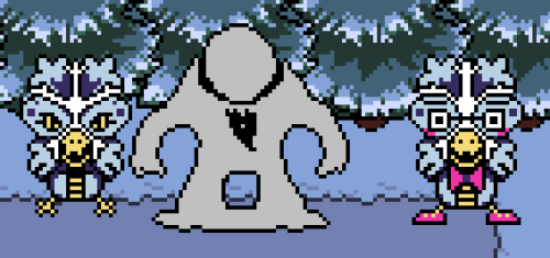 pizzaback:overworld sprites for monsters we usually don’t get to see + snowdrake’s reuni