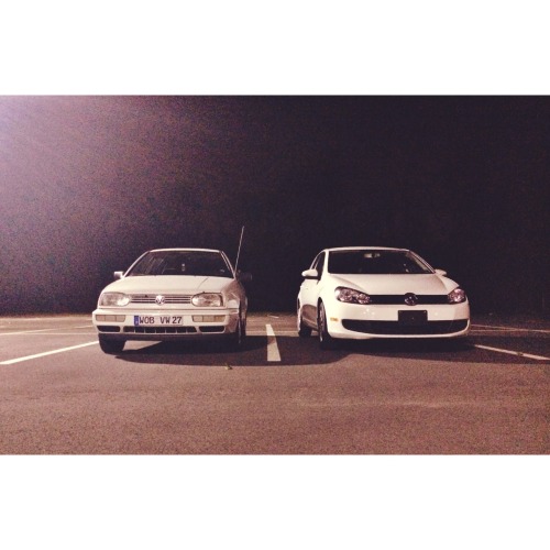 L to R: the best car in the whole world, my first car for 11 years (1997 VW Golf); my new 2013 Candy