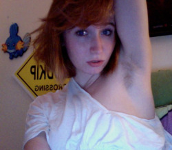 isabellej0inmaine:  Last night I had a little selfie-sesh with my webcam and Mudkip lurking behind me.   hairy pits