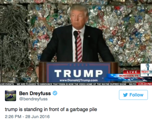 yobaba2point0: micdotcom: Trump gave a speech in front of a pile of garbage Donald Trump may have ho