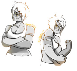 juniperarts:  Jasper + glasses + short hair + tank top Combination doodles of the many things I’ve wanted to draw Jasper with. 