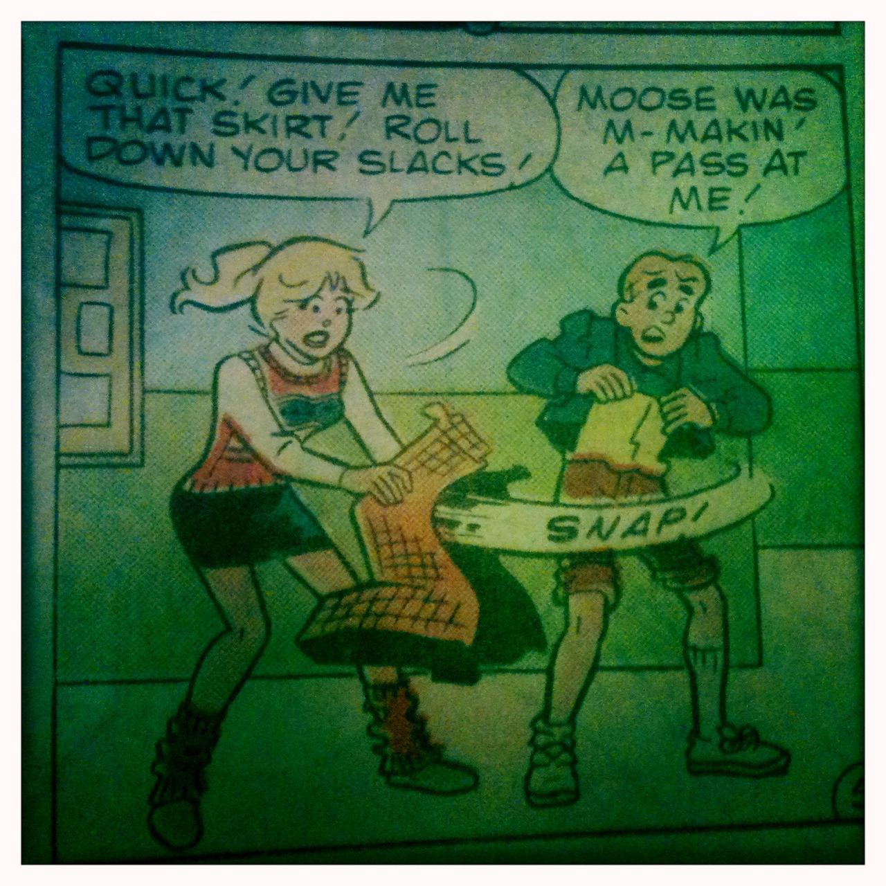 Ladies and gentleman, I present to you the greatest panel in Archie Comics’ history.
Cue Blur’s “Boys and Girls.”
(From Betty and Me #139, May 1984)