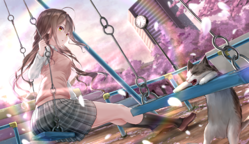 sayama-kun: 女の子と猫とブランコ