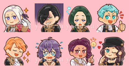 The second FE3H emote set is done - featuring the Black Eagles students! I’m hoping to get the Blue 