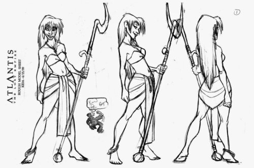 Princess Kida model sheets for Atlantis: The Lost Empire (2001)