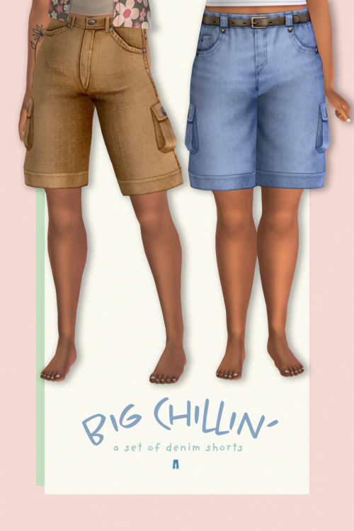 Big Chillin’ | 2 pairs of cargo denim shortsbelted vers | 21 swatches unbelted vers | 18 swatc