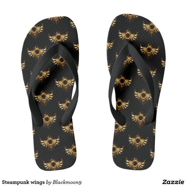 Steampunk wings flip flops - Creative, Thong-Style Hawaiian Beach Sandal DesignsBuy This Design Here: Steampunk wings flip flops

See All Creations by Fashion Designer: Blackmoon9

When the beach, lake, swimming pool or backyard is calling, these awesome Hawaiian style flips flops are a fashionable answer!
Live, work and play with your feet enjoying maximum freedom and ventilation. Life really is a tropical beach in these sandals.

Product Information for Steampunk wings flip flops:
- Thong style, easy slip-on design
- Choose between 2 different footbeds and 4 different strap colors
- Similar to Havaianas®
- 100% rubber makes sandals both heavyweight and durable
- Cushioned footbed with textured rice pattern provides all day comfort
- Made in Brazil and printed in the USA #sandals#shoes#footwear#fashion#sand#style#beach#beachgirl#ootd#summer#flip flops#casual