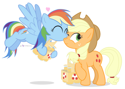 judacris:“Hey, Rainbow. I thought you could use some ciders.”“Thanks, AJ!”Warm Cider Friends (ew, Warm Cider)  Eeee~ <3
