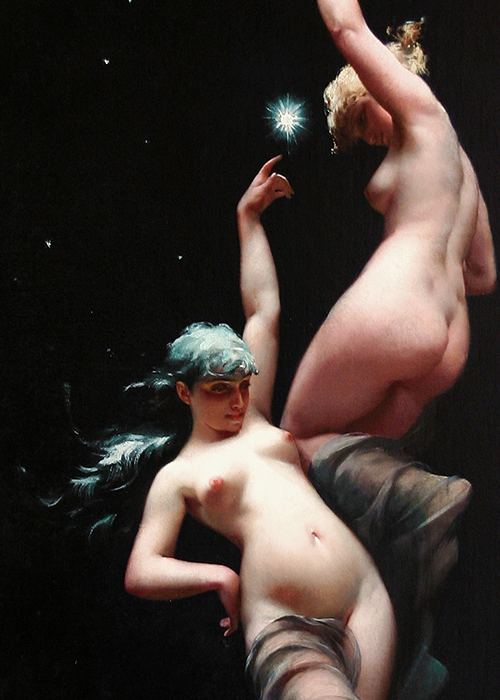 paintingses: Moonlit Beauties (detail) by Luis Ricardo Falero (1851-1896) oil on canvas, date unknow