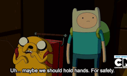 artemis-elric:  I love it when they put in little things like this, to show their young audience that the best kinds of heroes are the ones who won’t hesitate to hold someone’s hand when they’re scared. Props to you, Adventure Time. 