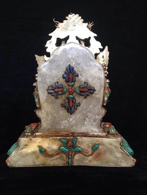 Masterpiece Nepalese Green Tara Buddhist Shrine crafted from Himalayan Crystal with Gem Inlay of Lap