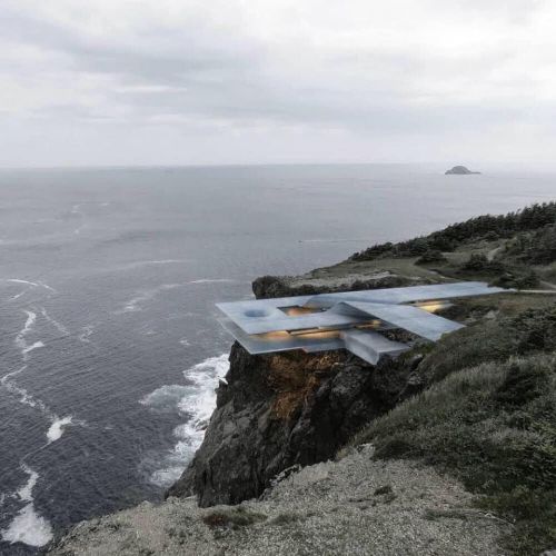 House above the cliff designed by Mohammad Pirdavari,Visualization by Milad Pirdavari, Hajar Eslami