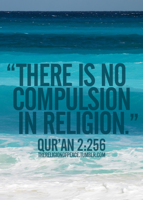 No Compulsion (Quran 2:256; Surat al-Baqarah)
From the collection: IslamicArtDB » Quranic Verses in English (429 items)
Originally found on: thereligionofpeace