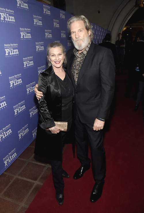 Susan Geston and actor Jeff Bridges attend the American Riviera Award honoring Jeff Bridges at the A