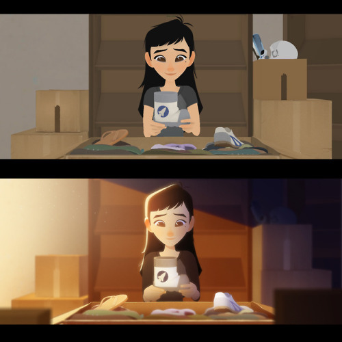 Some examples of final animation w/ the color keys I painted over the shots. Our lighting & comp