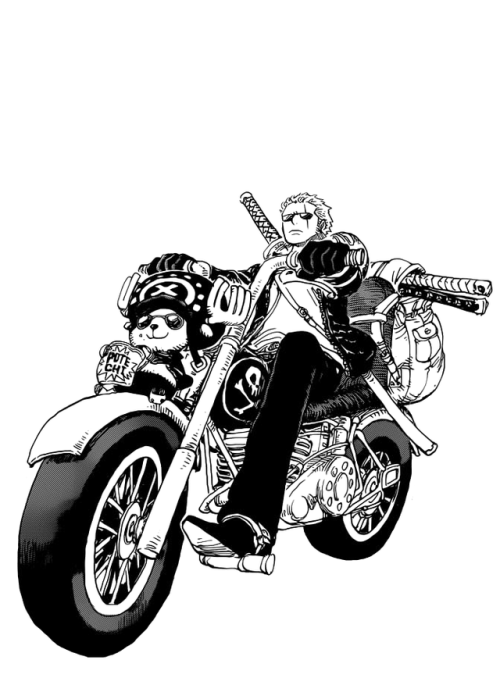 Zoro With Sunglasses Driving A Harley Davidson