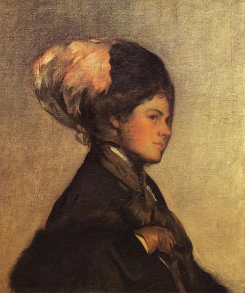 &ldquo;Pink Feather Brown Veil&rdquo; by Joseph DeCamp, 1908