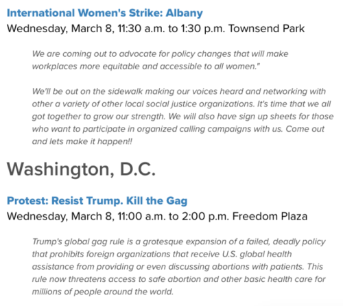 chocolatecakesandthickmilkshakes:  micdotcom:  On Wednesday, which is International Women’s Day, women across the country will take part in the national Day Without a Woman strike. Here’s a rundown of several women’s strike rallies in major cities