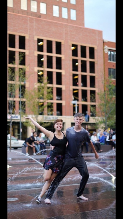 Swing dance in the fountains at Union Station in Denver, Colorado