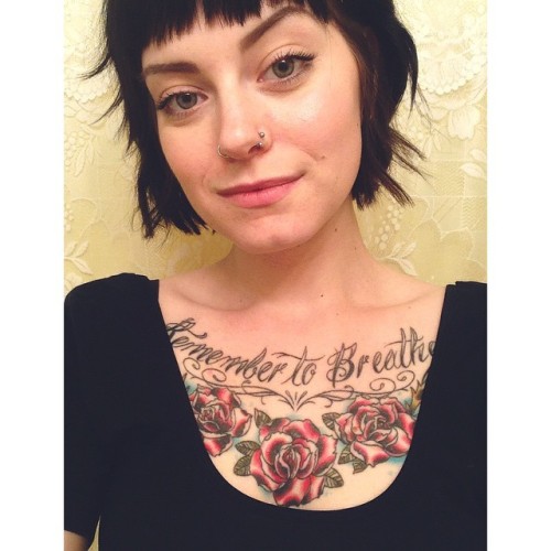 Still getting used to my haircut #suicidegirls #chesttattoo #girlswithtattoos