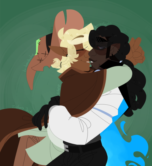 princeofmints: JUST LET THEM BE HAPPY [ID: two drawings of Taako and Kravitz. Taako is a thin elf wi